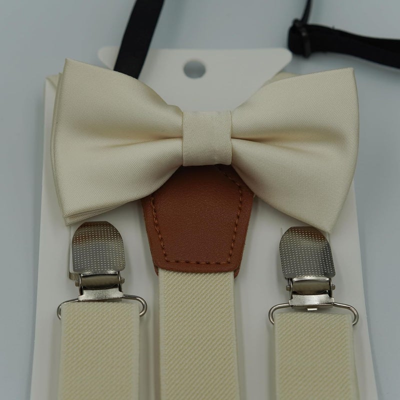 BEWDIO Adjustable Baby Boy Suspenders and Bow Tie, Pre-tied Kids Bowtie and Elastic Suspenders with 4 Strong Metal Clips - Image 4